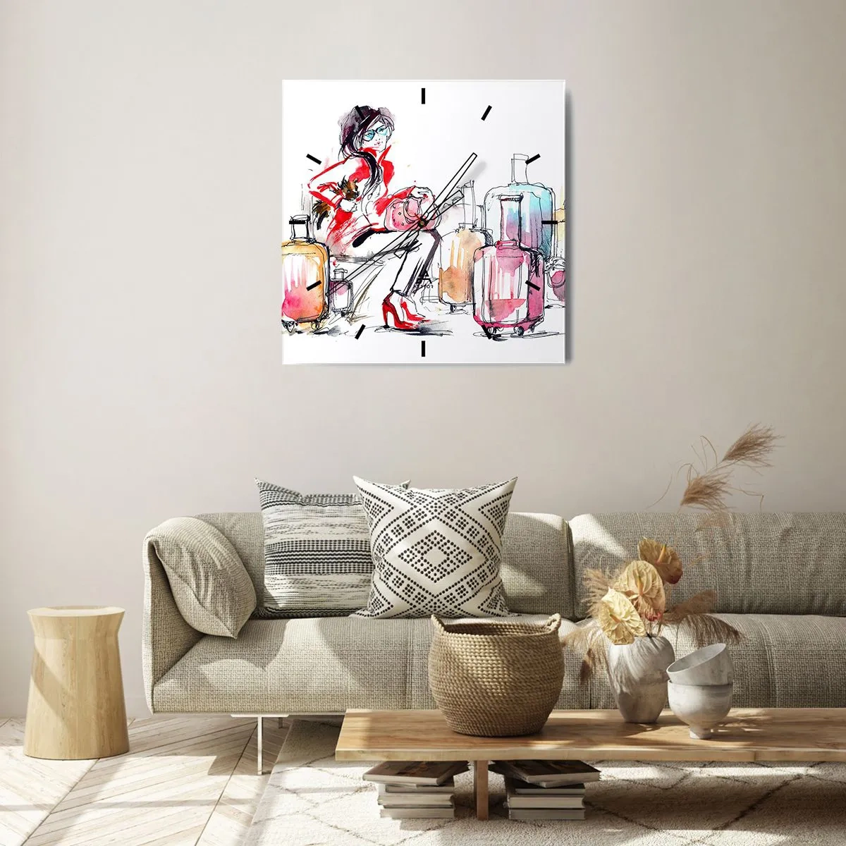 Nástenné hodiny - Posaďme sa pred cestou - 30x30 cm