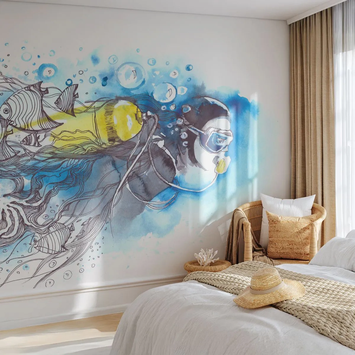 Fototapeta Premium Canvas - Veľká modrá - Potápanie, Ryby, Šport - 400x280 cm