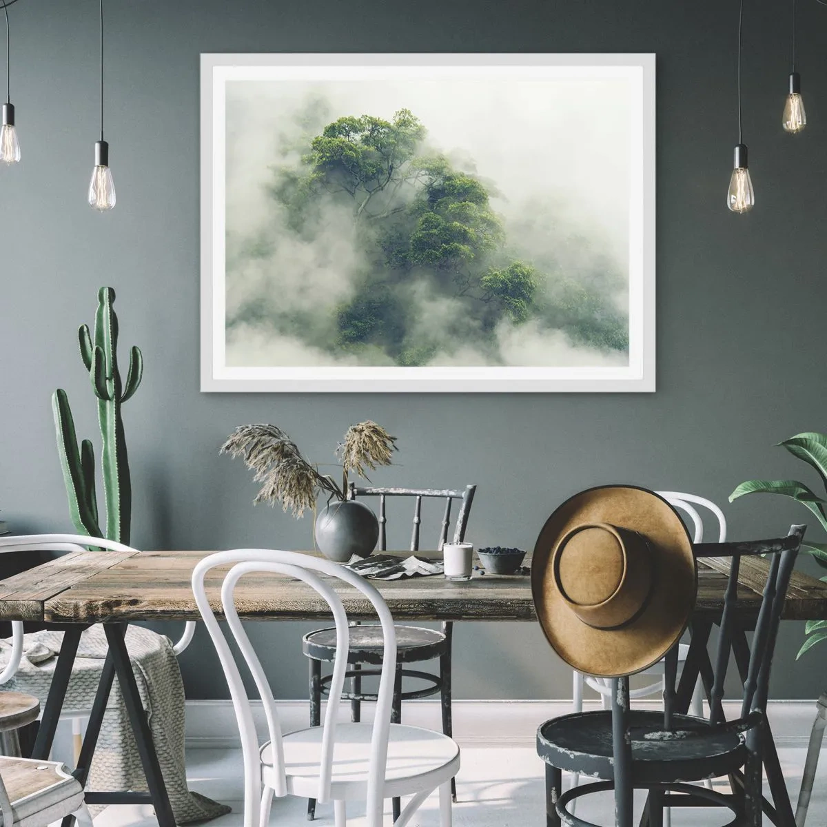 Plagát v bielom ráme - Zahalené hmlou - 100x70 cm