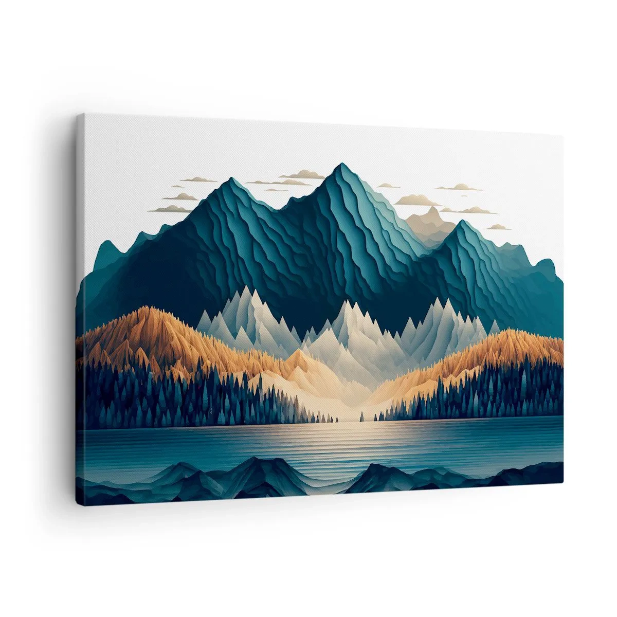 Obraz na plátne - Malebné hory nad jazerom pri západe slnka - 70x50cm - Dokonalá horská krajina - Moderná nástenná dekorácia do obývacej izby a spálne ARTTOR