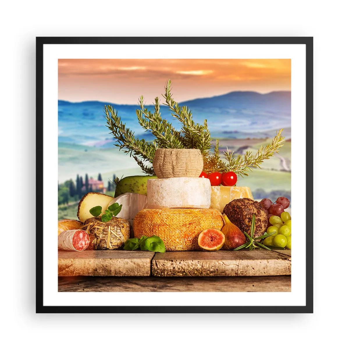 Plagát v čiernom ráme - Talianska radosť zo života - 60x60 cm
