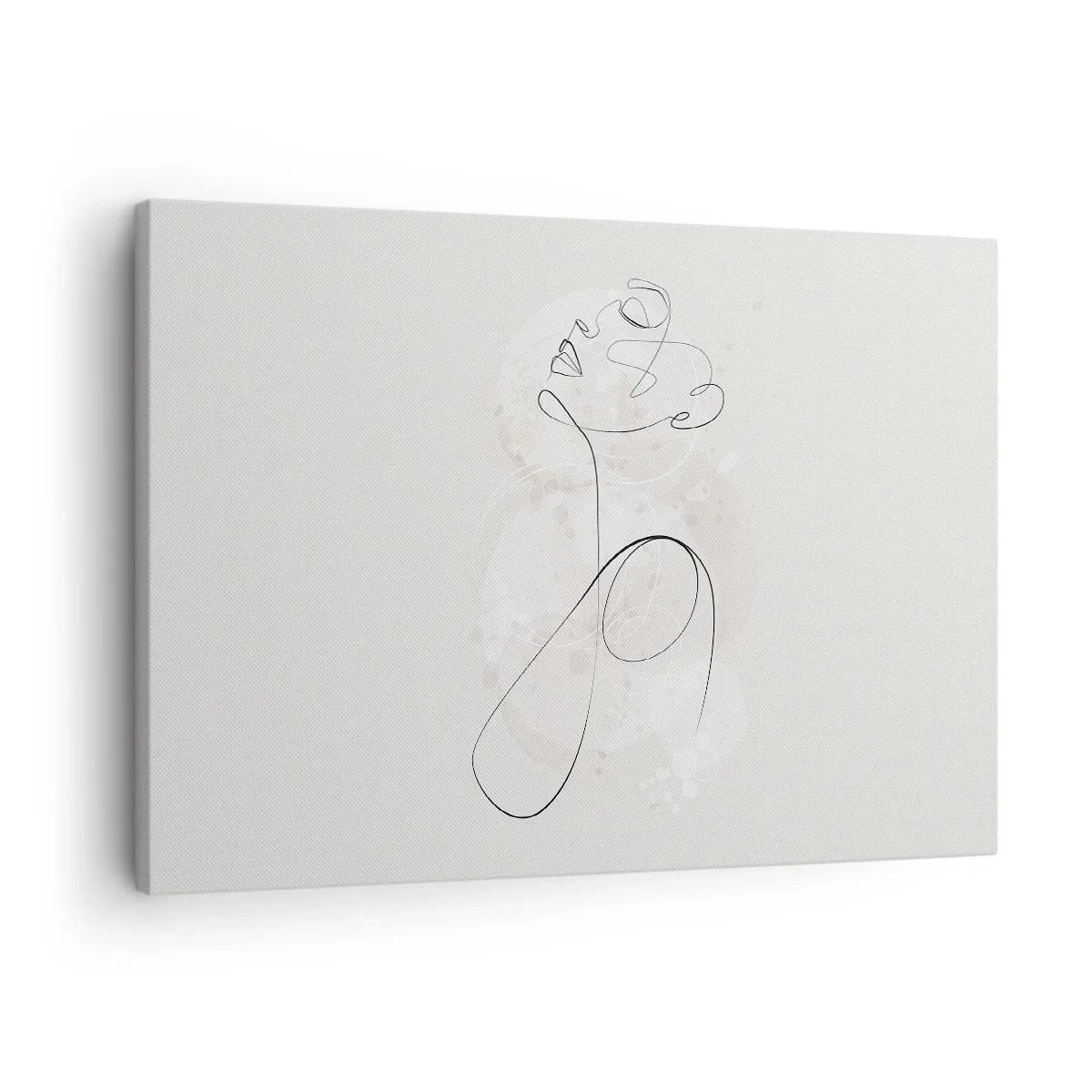 Obraz na plátne - Minimalistická kontúra tváre s kvetom na svetlom pozadí - 70x50cm - Špirála krásy - Moderná nástenná dekorácia do obývacej izby a spálne ARTTOR
