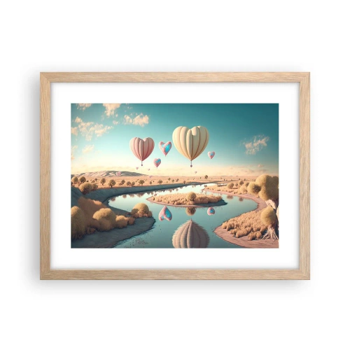 Plagát v ráme zo svetlého duba - Láska ťa nechá vzlietnuť - 40x30 cm