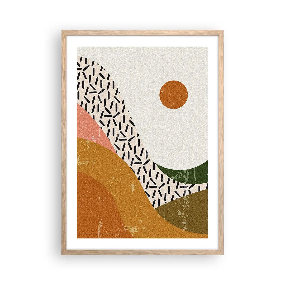 Plagát v ráme zo svetlého duba - Slnečná abstrakcia - 50x70 cm