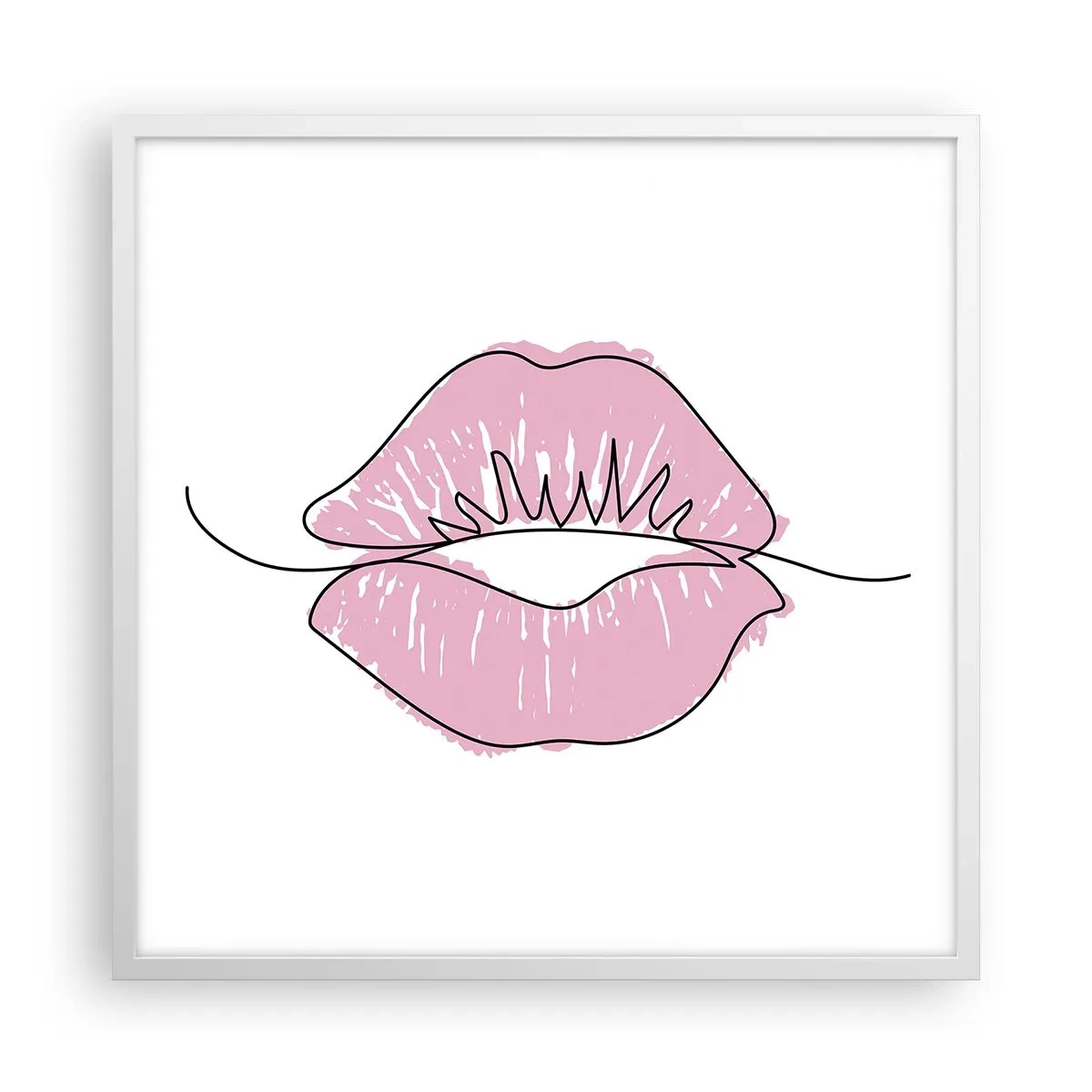 Plagát v bielom ráme - Si pripravený na bozk? - 60x60 cm