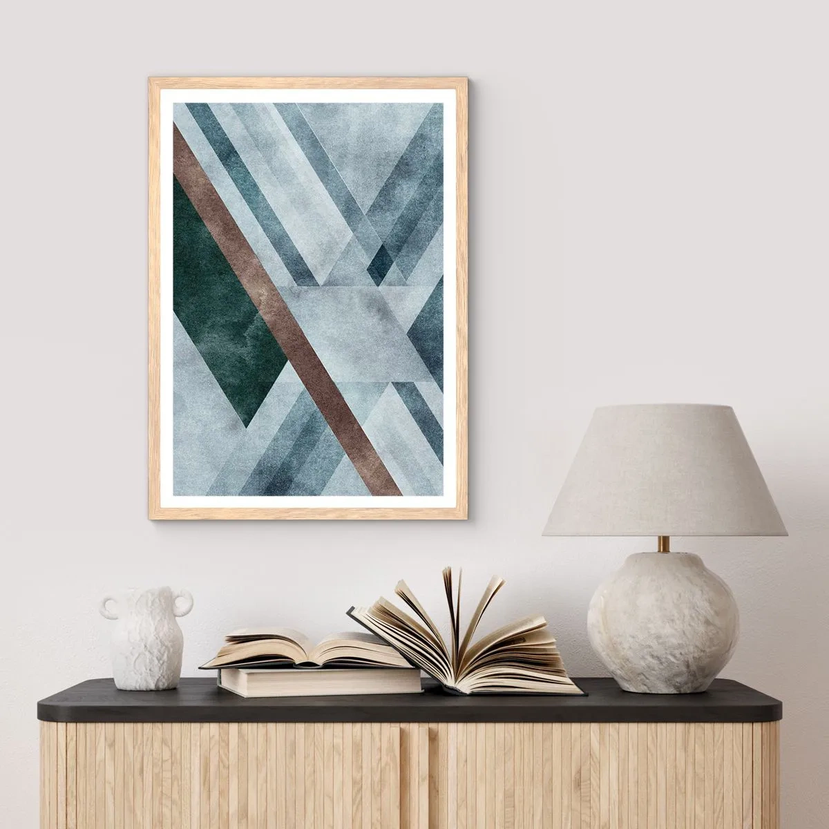 Plagát v ráme zo svetlého duba - Sofistikovaná elegancia geometrie - 61x91 cm