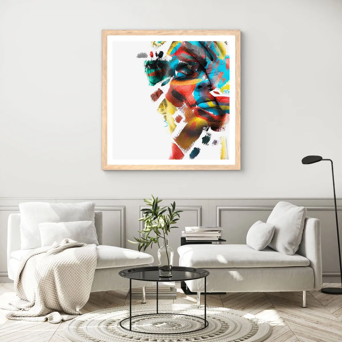 Plagát v ráme zo svetlého duba - Pestrá osobnosť - 60x60 cm
