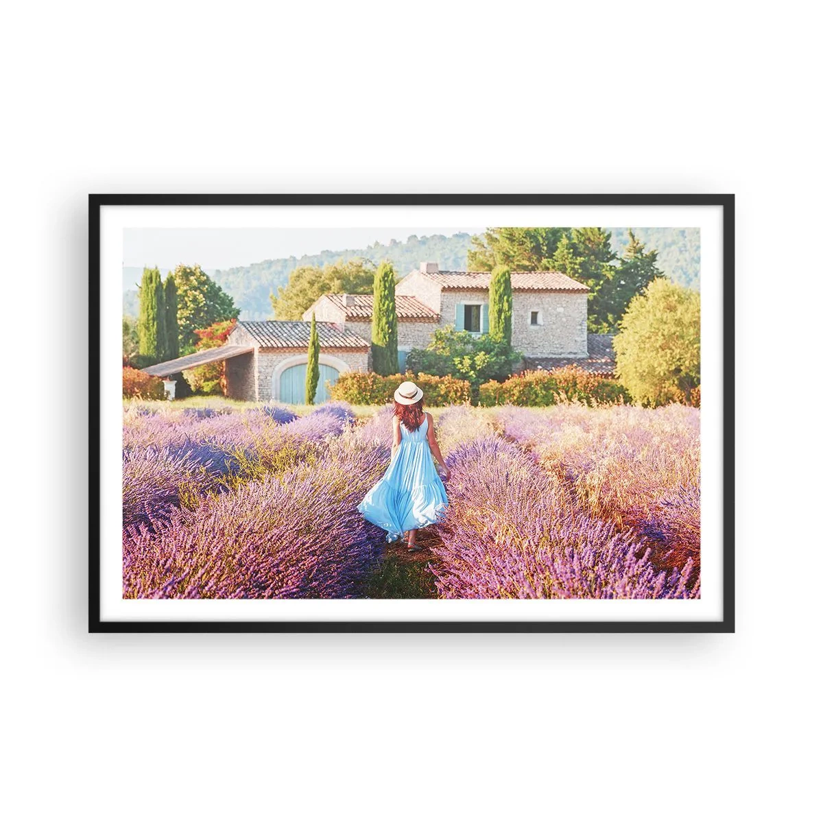 Plagát v čiernom ráme - Levanduľové dievča - 91x61 cm
