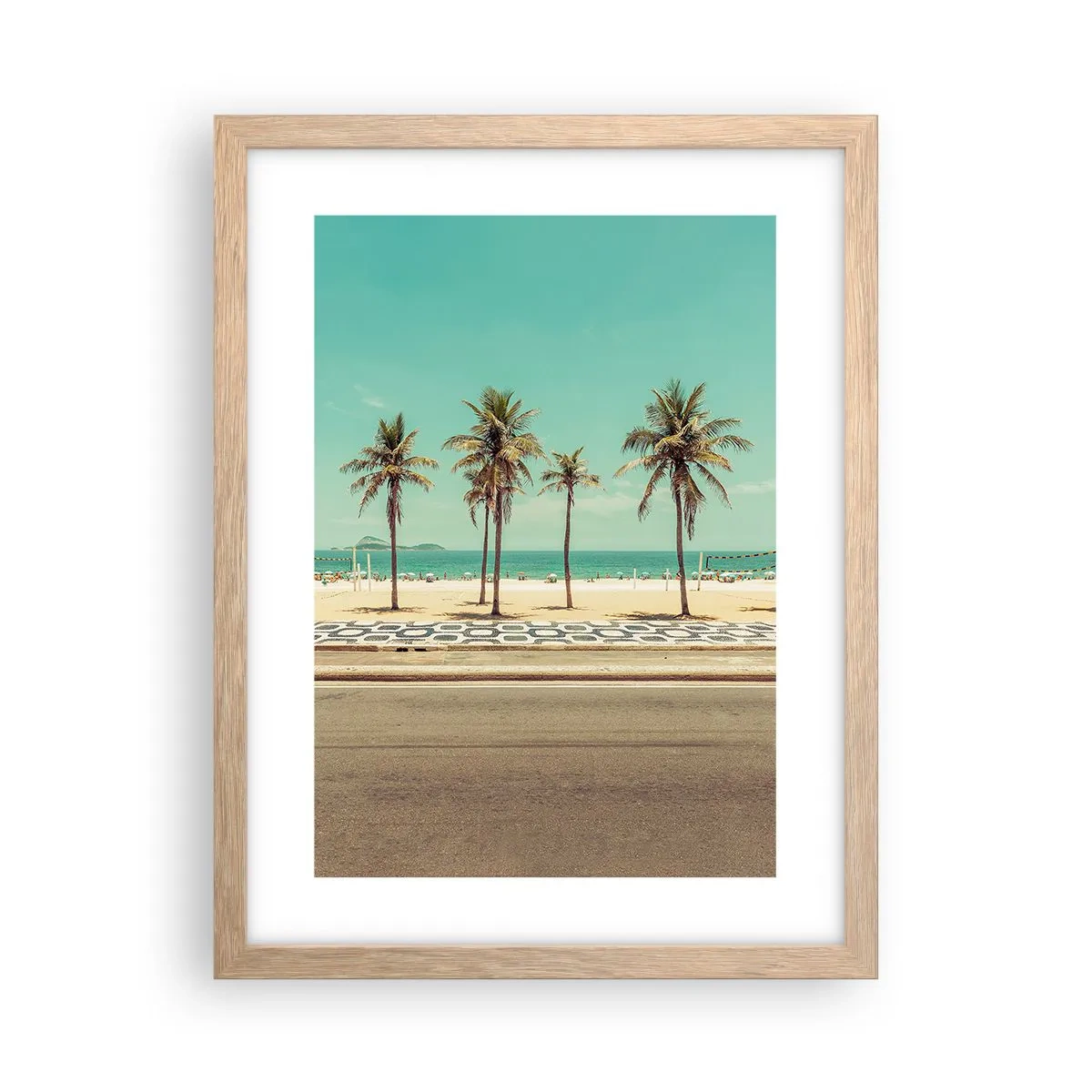 Plagát v ráme zo svetlého duba - Stráženie pláže - 30x40 cm