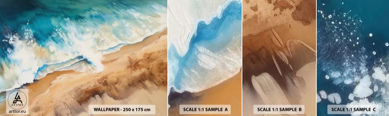 Vzorka Fototapeta Standard Eco - Vlna, ktorá sa vracia - pobrežie, Prímorské, oceán - 100x30 cm