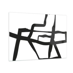 Obraz na skle - Abstraktná čiernobiela štruktúra pripomínajúca mestské usporiadanie. - 70x50cm - Čiernobiela konštrukcia - Moderná nástenná dekorácia do obývacej izby a spálne ARTTOR