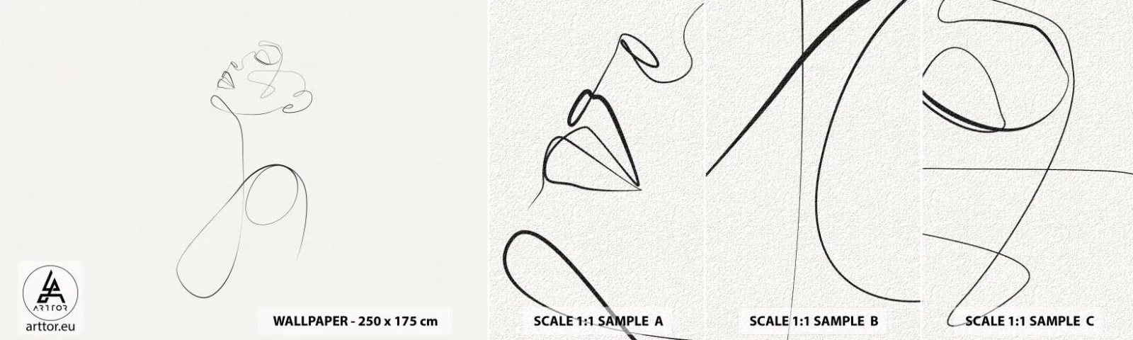 Vzorka samolepiacej fototapety Deluxe Sticker - Zamotaná v snoch - Žena, Grafika, Kus - 100x30 cm