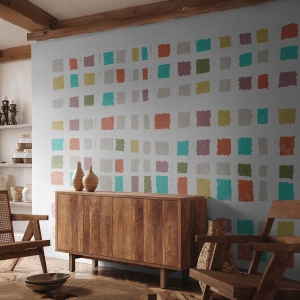 Fototapeta Premium Sand - Neznáma hra - Pastel, Štvorce, Minimalizmus - 450x315 cm