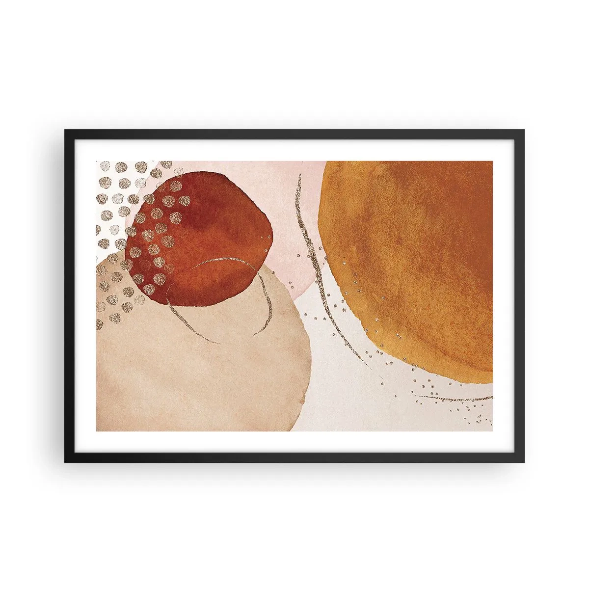 Plagát v čiernom ráme - Zaoblenie a pohyb - 70x50 cm