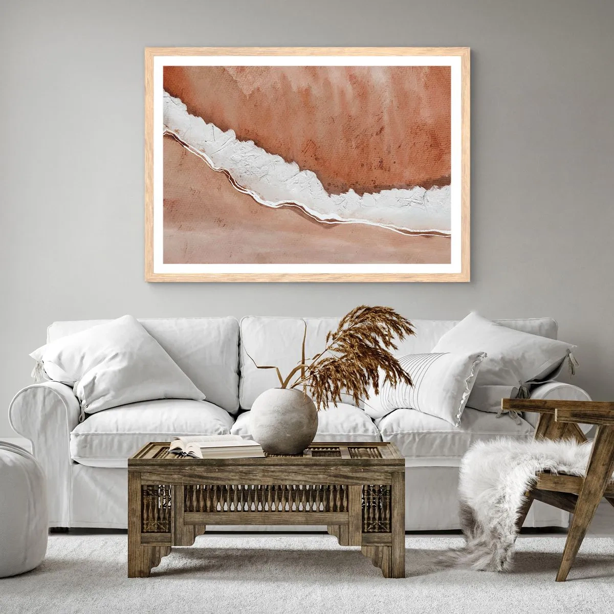 Plagát v ráme zo svetlého duba - V zemitých farbách - 91x61 cm