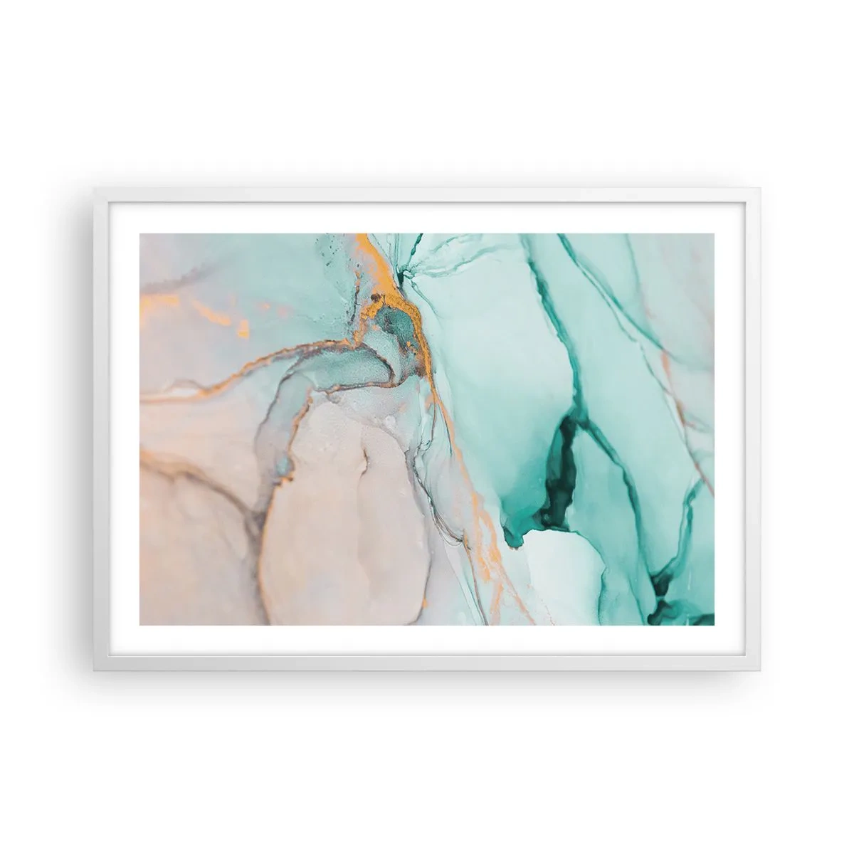 Plagát v bielom ráme - Tanec tvarov a farieb - 70x50 cm