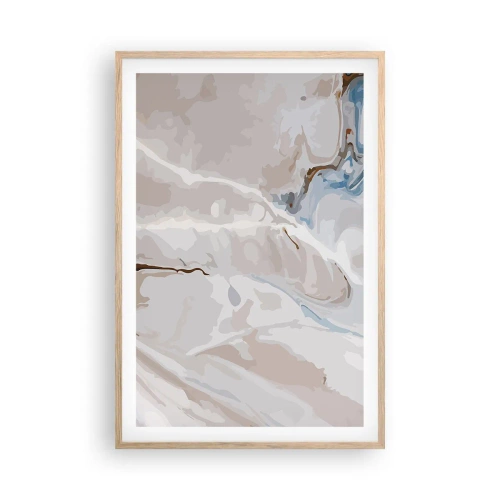 Plagát v ráme zo svetlého duba - Modré meandre pod bielou - 61x91 cm