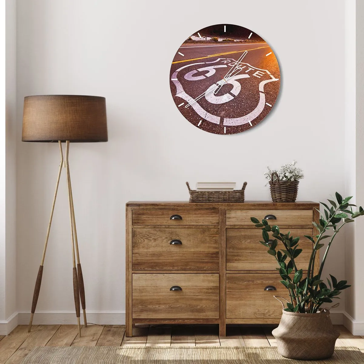 Nástenné hodiny - Slávna cesta 66 - 40x40 cm