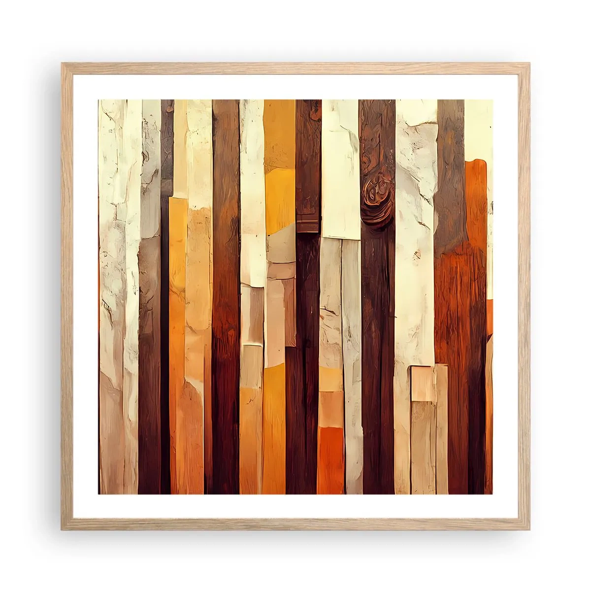 Plagát v ráme zo svetlého duba - Hymna lesných stromov - 60x60 cm