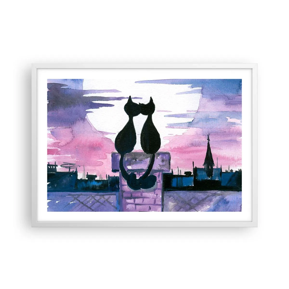 Plagát v bielom ráme - Rendez-vous pod mesiacom - 70x50 cm