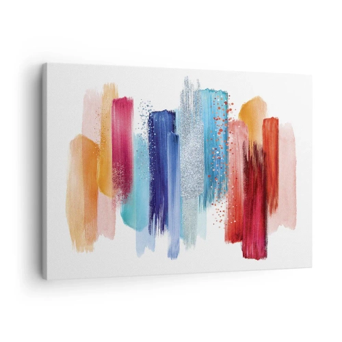 Obraz na plátne - Farebné ťahy štetcom na bielom pozadí - 70x50cm - Hore a dole - Moderná nástenná dekorácia do obývacej izby a spálne ARTTOR