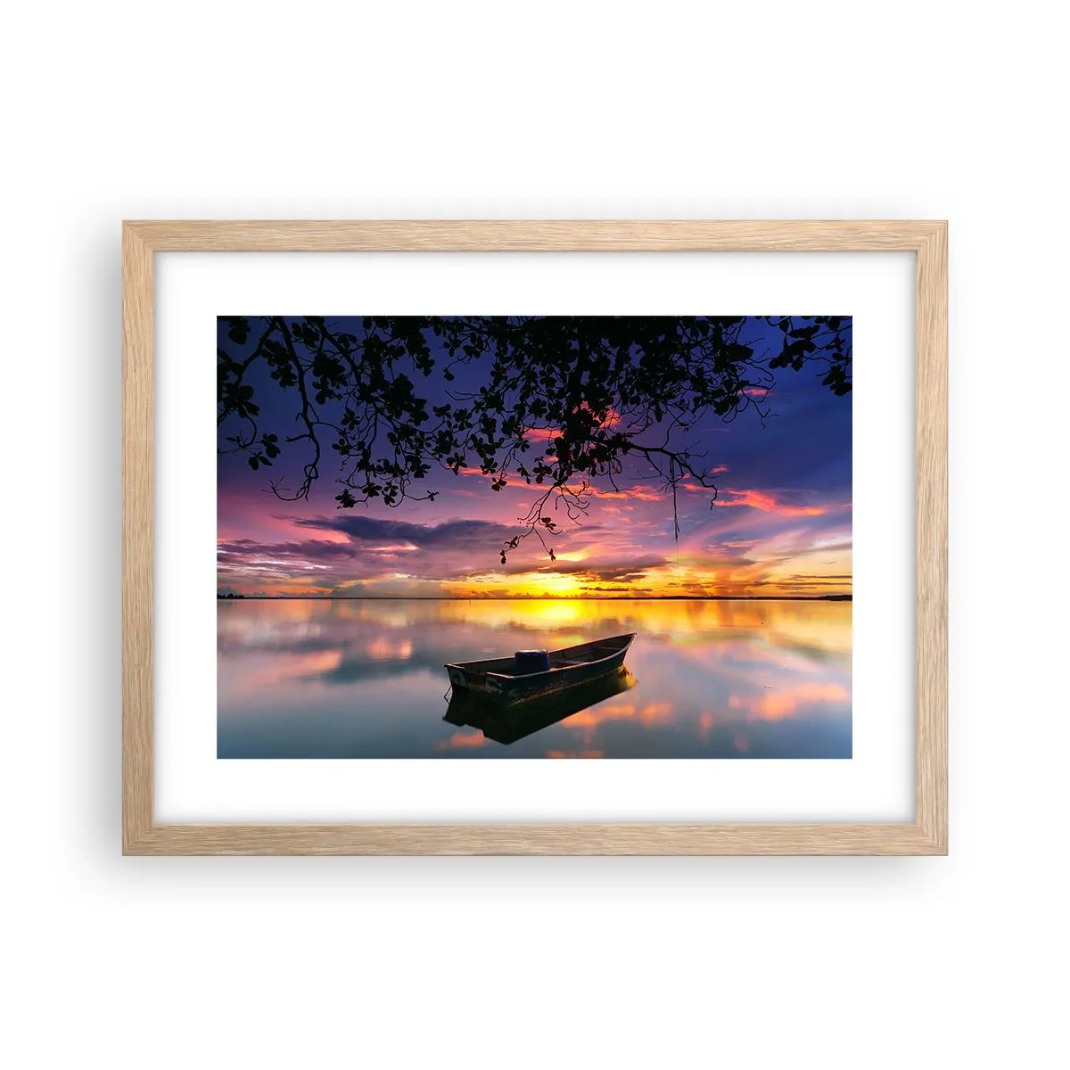 Plagát v ráme zo svetlého duba - „Zdá sa, že visíš uprostred neba…“ - 40x30 cm