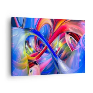 Obraz na plátne - Abstraktné, farebné geometrické kompozície v dynamických tvaroch - 70x50cm - Tanec farieb - Moderná nástenná dekorácia do obývacej izby a spálne ARTTOR
