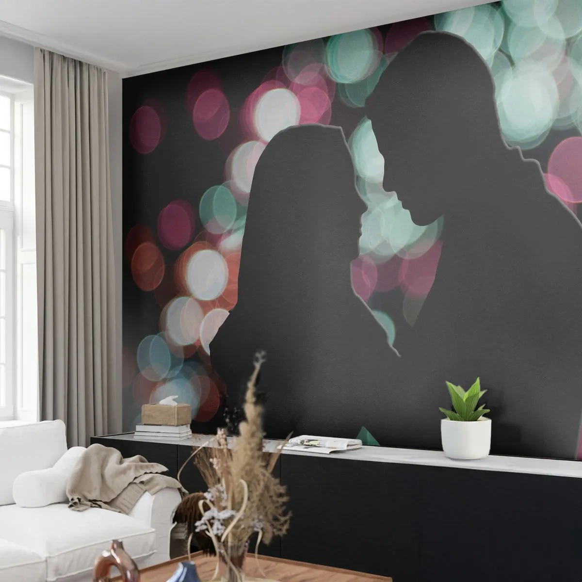 Samolepiaca Fototapeta Deluxe Sticker - Áno! - Ľudia, Zamilovaný pár, Nočné rande - 250x175 cm