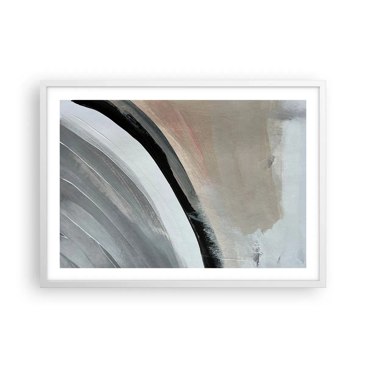 Plagát v bielom ráme - Kompozícia: čierny a šedý oblúk - 70x50 cm