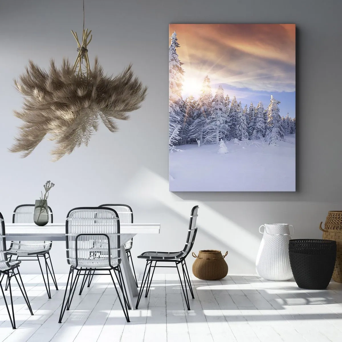 Obraz na plátne - Snežné predstavenie prírody - 65x120 cm