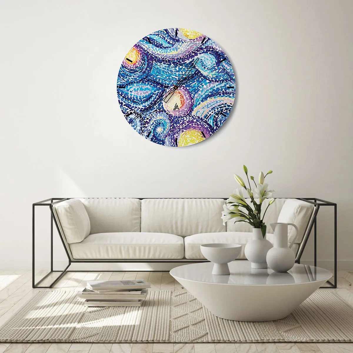 Nástenné hodiny - Abstraktná krajina s víriacimi farebnými vzormi - 30x30cm - Z obrazu van Gogha - Moderná nástenná dekorácia do obývacej izby, kuchyne a spálne ARTTOR