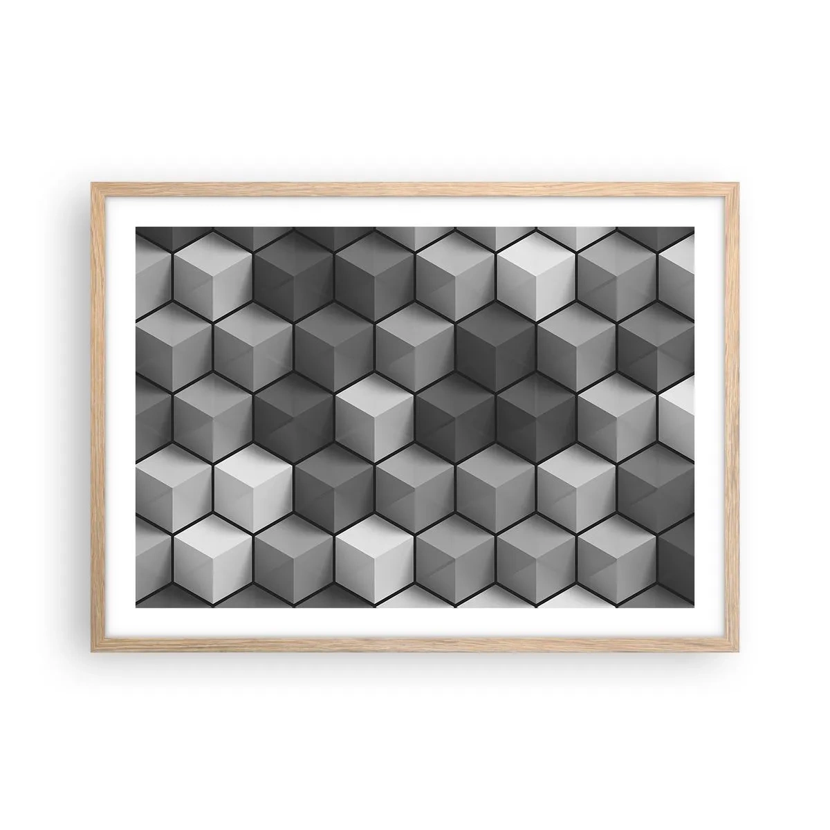 Plagát v ráme zo svetlého duba - Kubistické puzzle - 70x50 cm