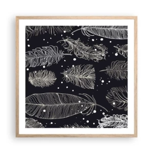 Plagát v ráme zo svetlého duba - Čipka s perím - 60x60 cm