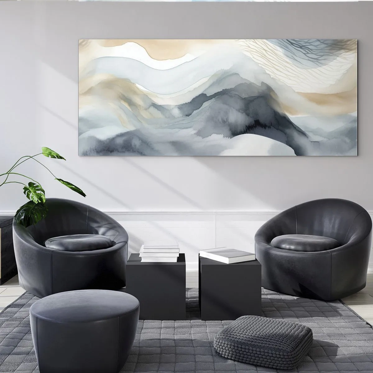 Obraz na skle - Abstrakcia snehu a hmly - 140x50 cm