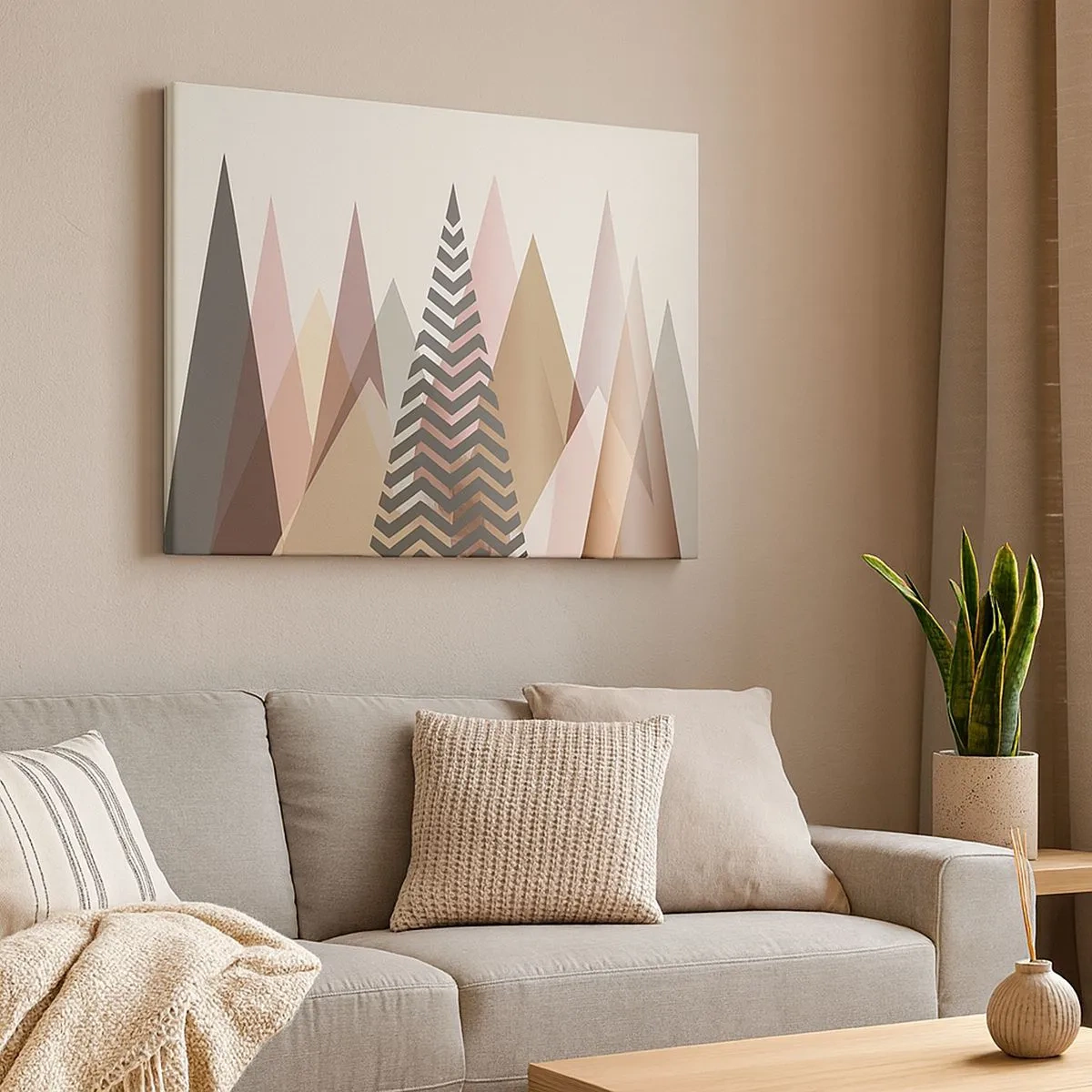 Obraz na plátne - Farebné geometrické hory v pastelových odtieňoch - 70x50cm - Pyramidálny pohľad - Moderná nástenná dekorácia do obývacej izby a spálne ARTTOR
