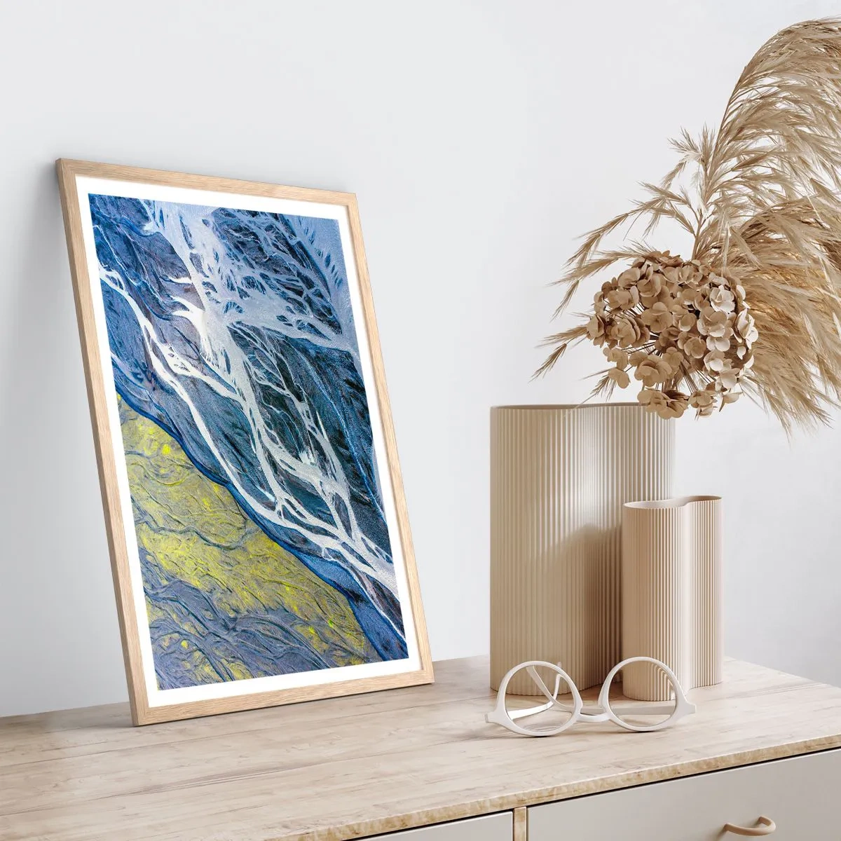 Plagát v ráme zo svetlého duba - Jaskynné maľby prírody - 70x100 cm