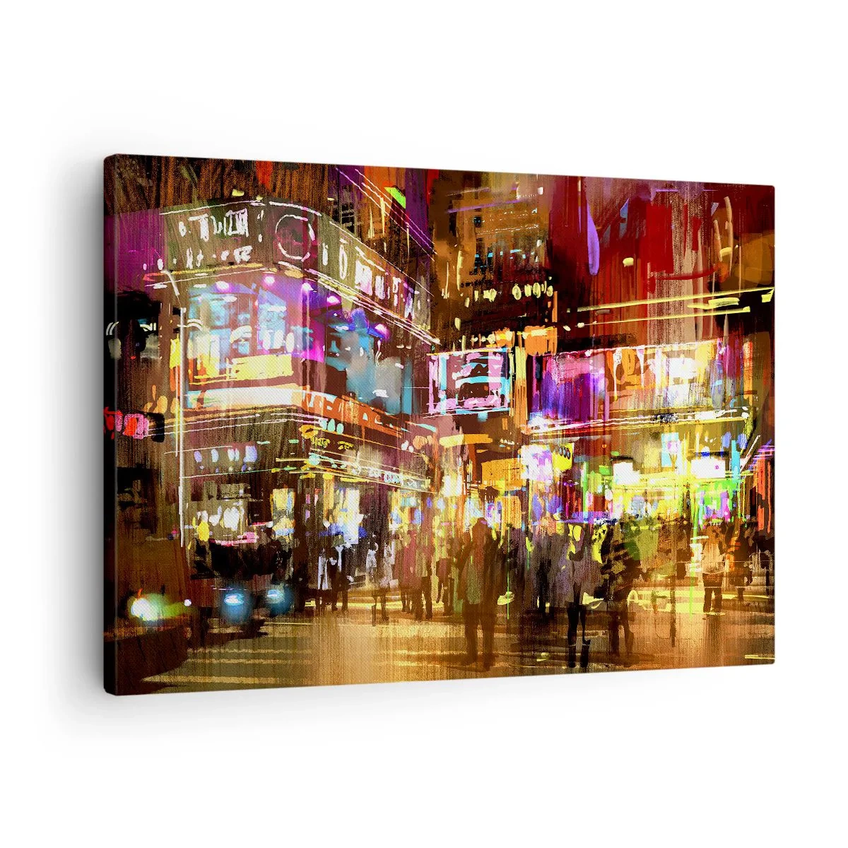 Obraz na plátne - Živé mesto v noci v neónovom svetle - 70x50cm - V mori svetla - Moderná nástenná dekorácia do obývacej izby a spálne ARTTOR