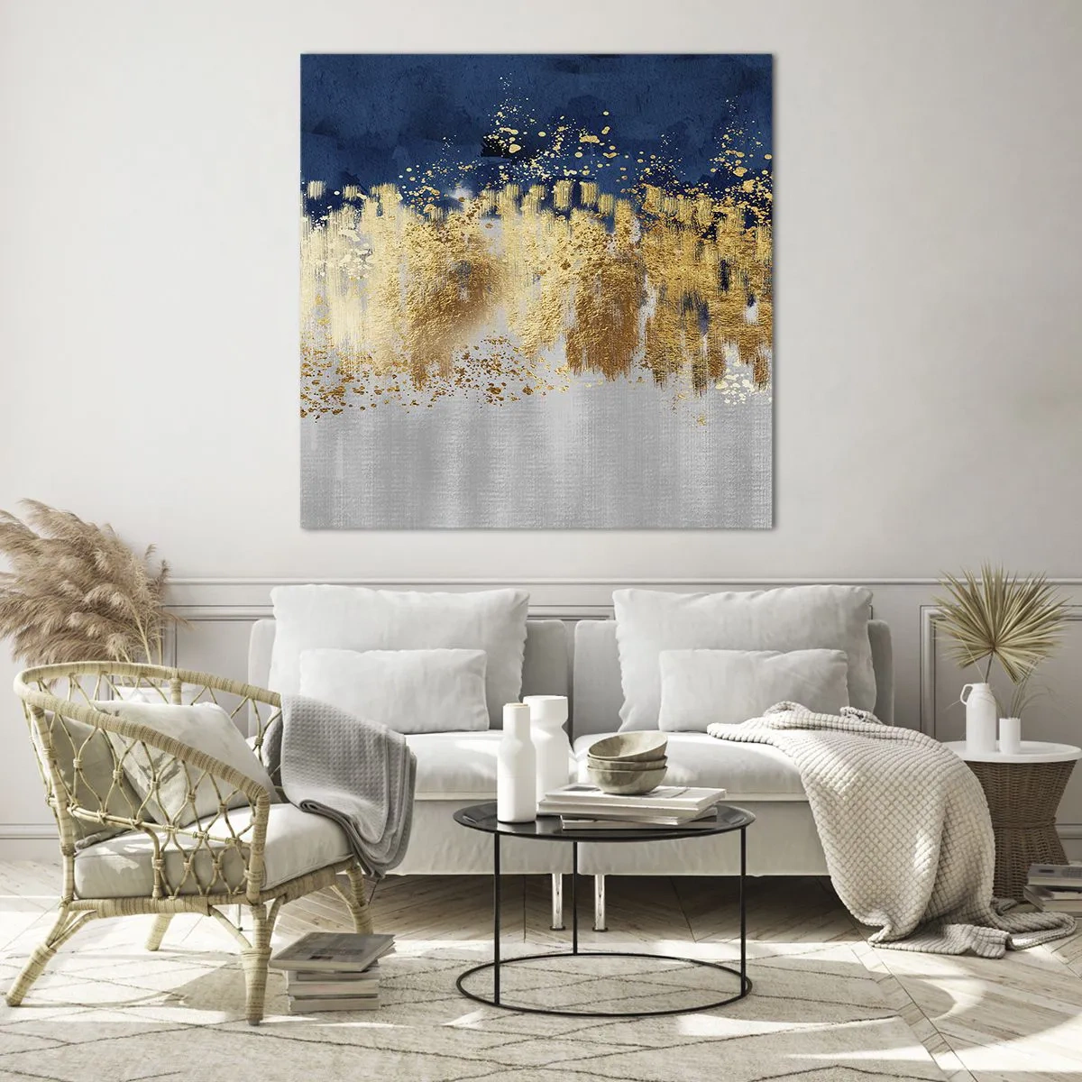 Obraz na skle - Moderná kompozícia s iskrou - 50x50 cm