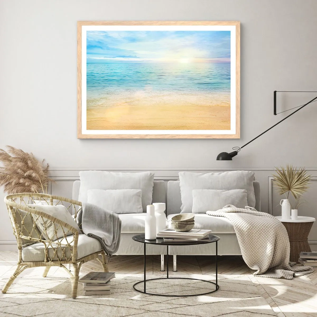 Plagát v ráme zo svetlého duba - Veľká modrá - 70x50 cm