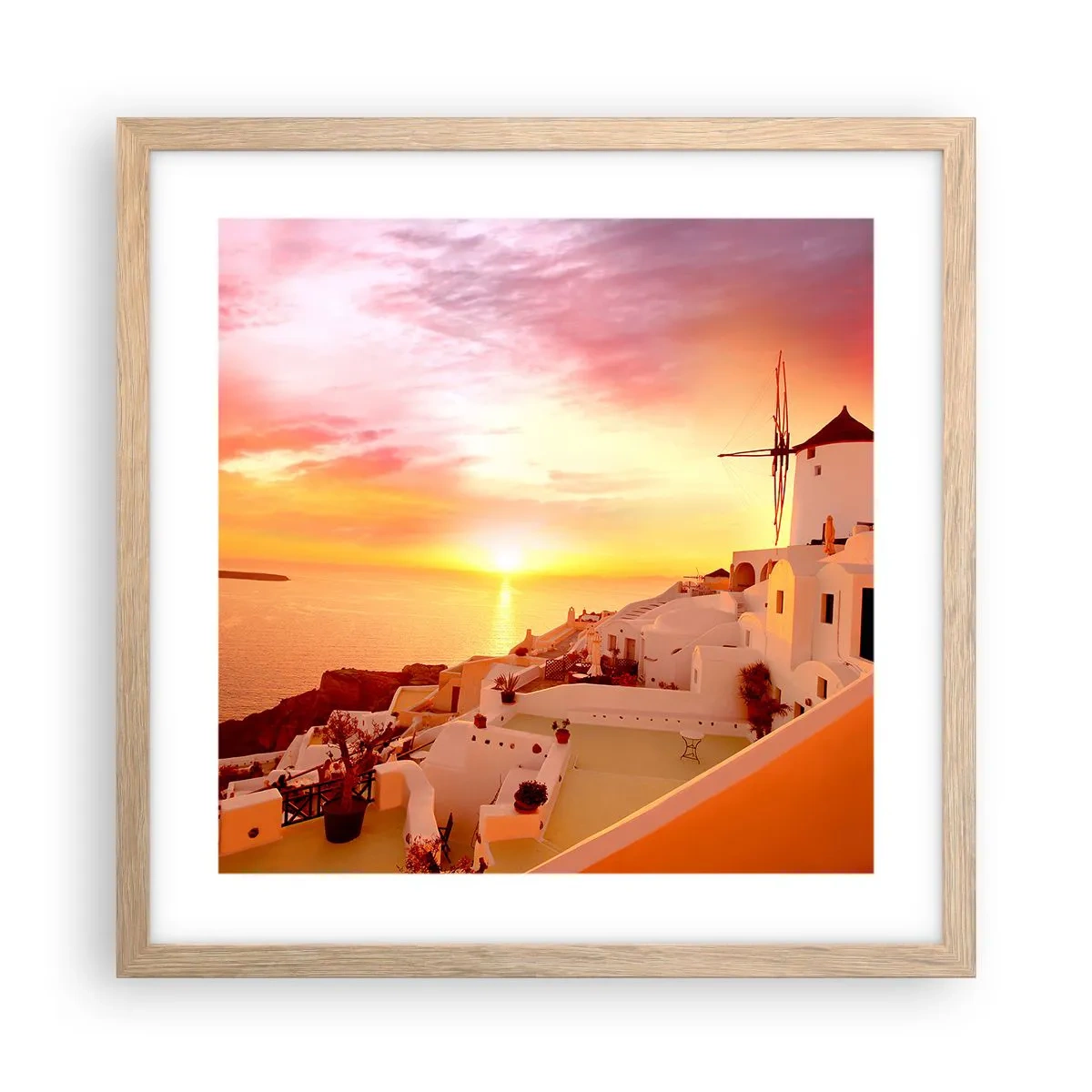 Plagát v ráme zo svetlého duba - Rozplynúť sa v bielej a zlatej - 40x40 cm