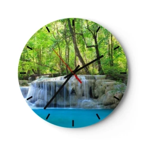 Nástenné hodiny - Utopiť v tyrkyse a zeleni - 40x40 cm