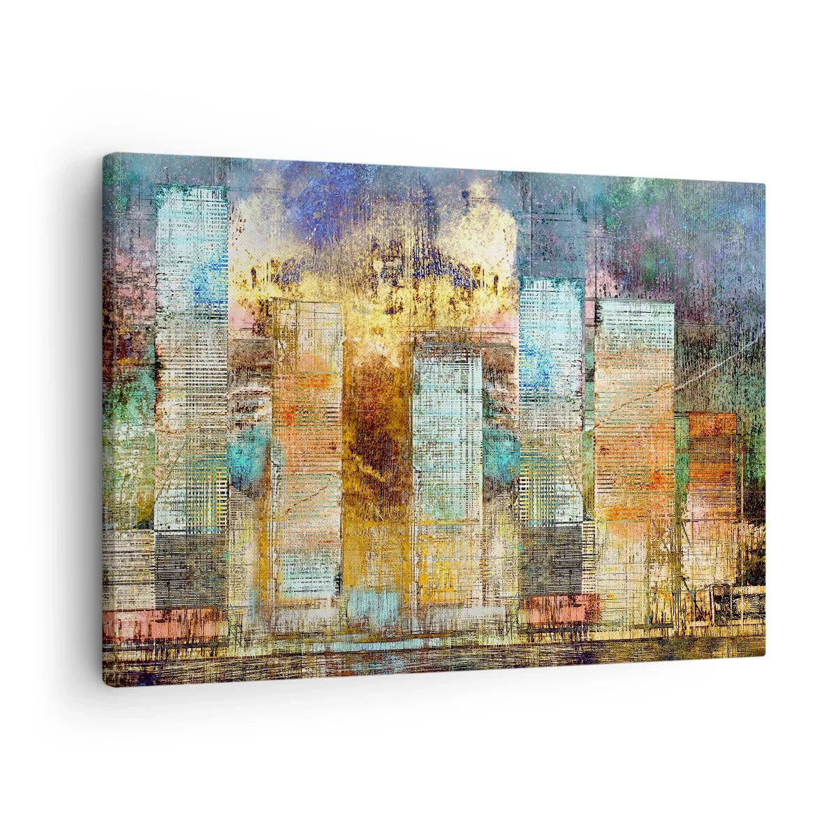 Obraz na plátne - Abstraktné mrakodrapy v industriálnom štýle - 70x50cm - Slnečná metropola - Moderná nástenná dekorácia do obývacej izby a spálne ARTTOR
