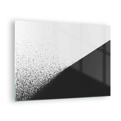 Obraz na skle - Minimalistická kompozícia v čiernej a bielej farbe s efektom rozpadu - 70x50cm - Rýchlejšie a rýchlejšie, viac a viac - Moderná nástenná dekorácia do obývacej izby a spálne ARTTOR
