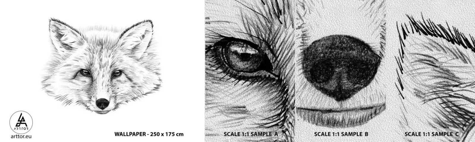 Vzorka fototapety Premium Sand - Môžu tieto oči klamať? - Zvieratá, Fox, Grafika - 100x30 cm