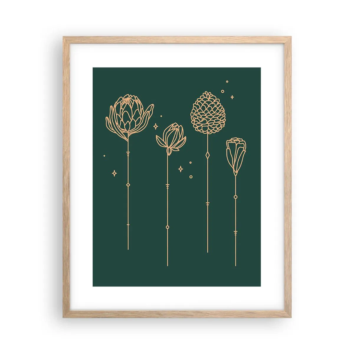 Plagát v ráme zo svetlého duba - Bylinky - 40x50 cm