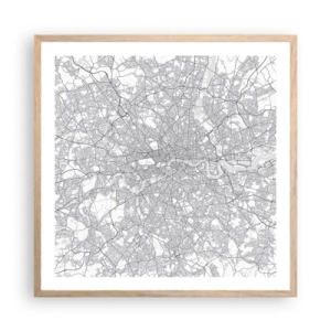 Plagát v ráme zo svetlého duba - Mapa londýnskeho labyrintu - 60x60 cm