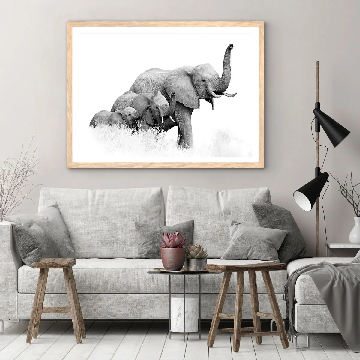 Plagát v ráme zo svetlého duba - Jedna, dve, tri - 70x50 cm