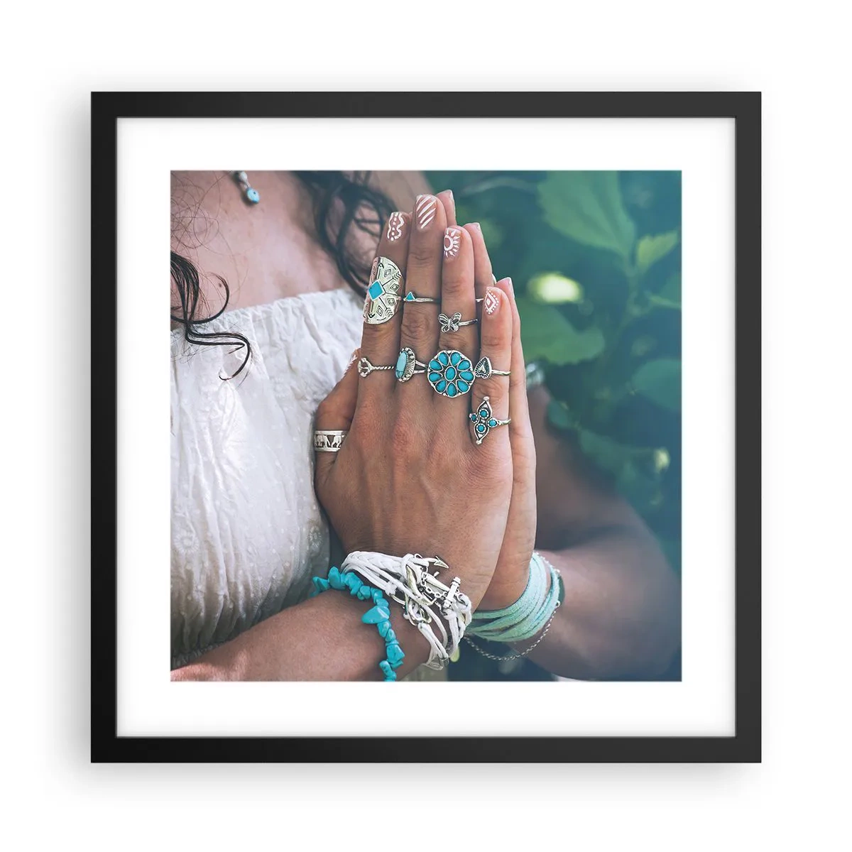 Plagát v čiernom ráme - Vitajte v centre bytia - 40x40 cm