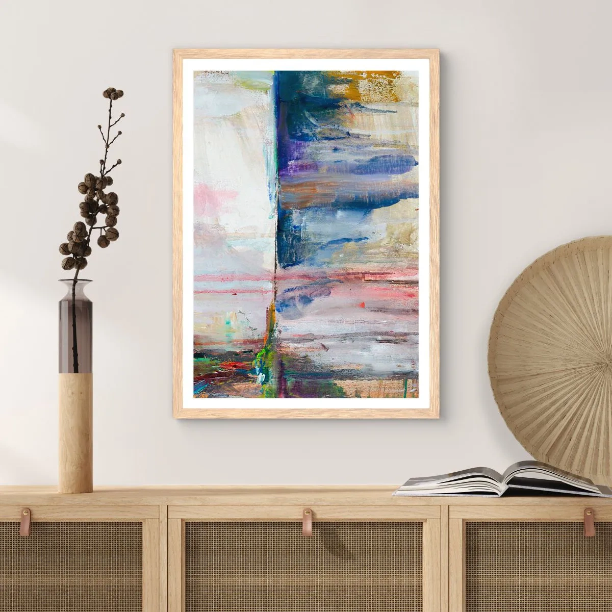 Plagát v ráme zo svetlého duba - Farebné dojmy a asociácie - 70x100 cm