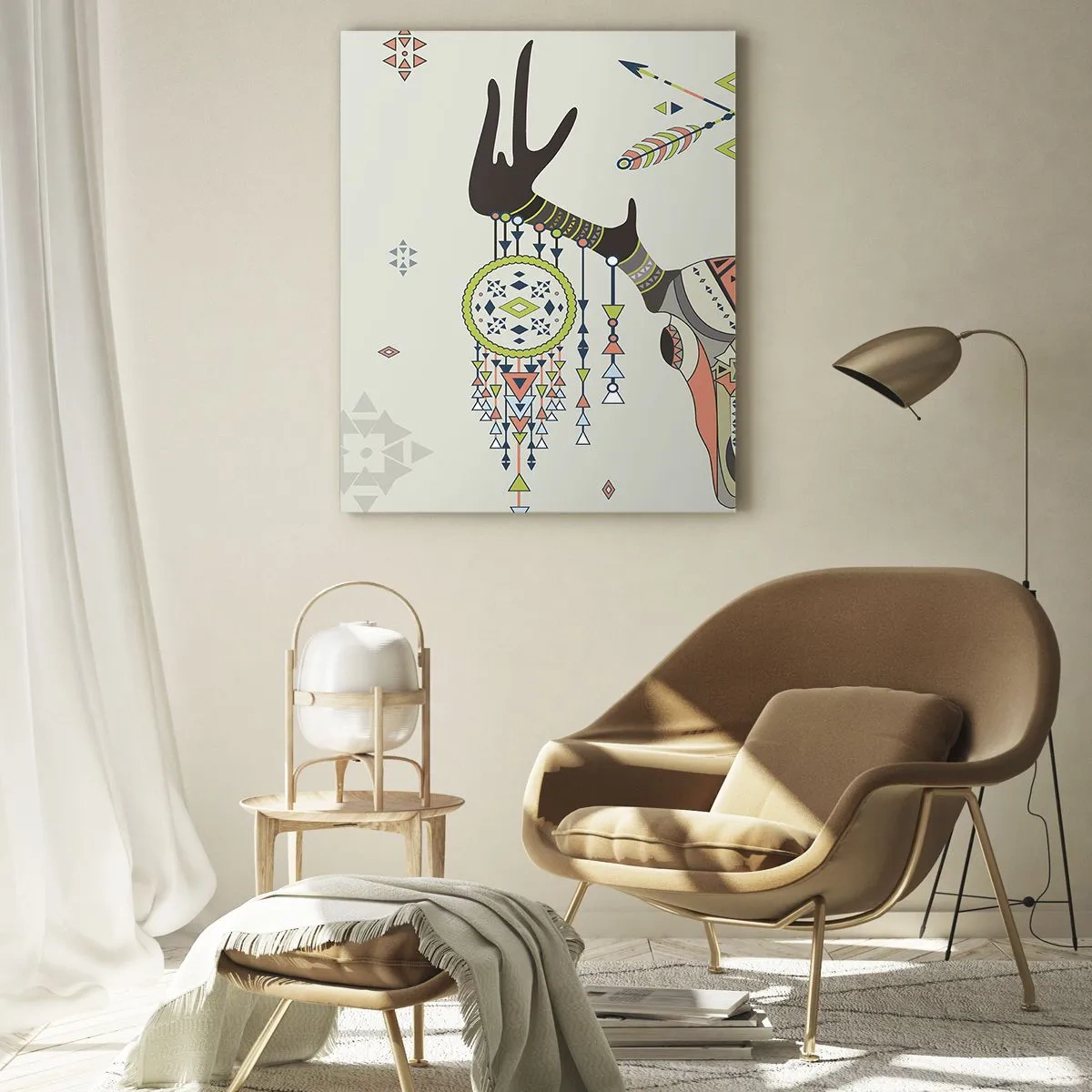 Obraz na skle - Trofej indiánskeho lovca - 50x70 cm
